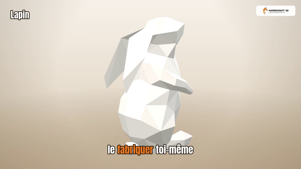 3D Origami Paper Rabbit - Decorative Sculpture to Assemble