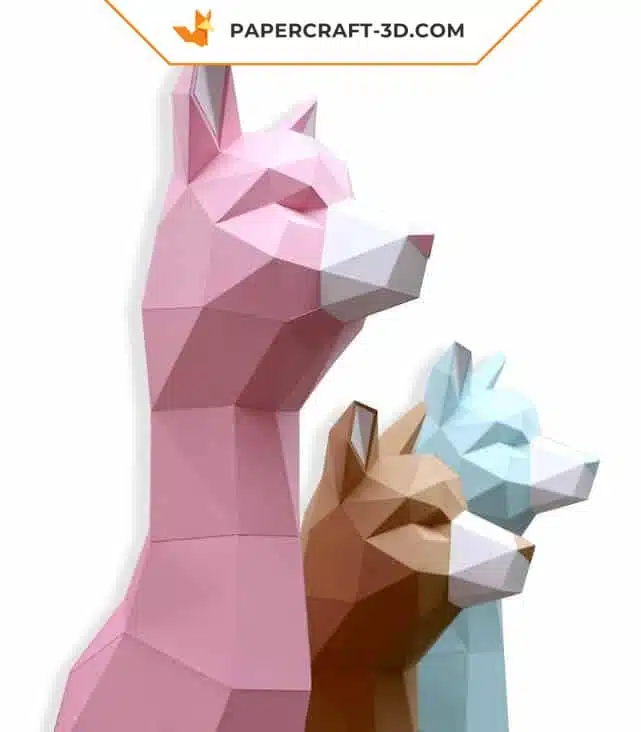 Papercraft Alpaga : Origami Papier 3D de Qualité, weergave 4