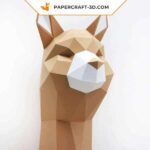 Papercraft testa di alpaca murale in origami 3D