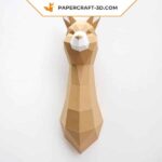 Papercraft testa di alpaca murale in origami 3D