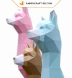 Papercraft Wand-Alpakakopf aus 3D-Origami