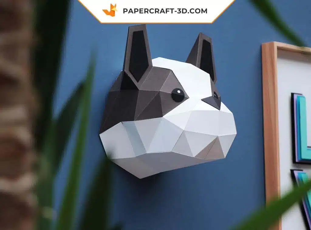 Papercraft-Hund Bulldogge als 3D-Origami
