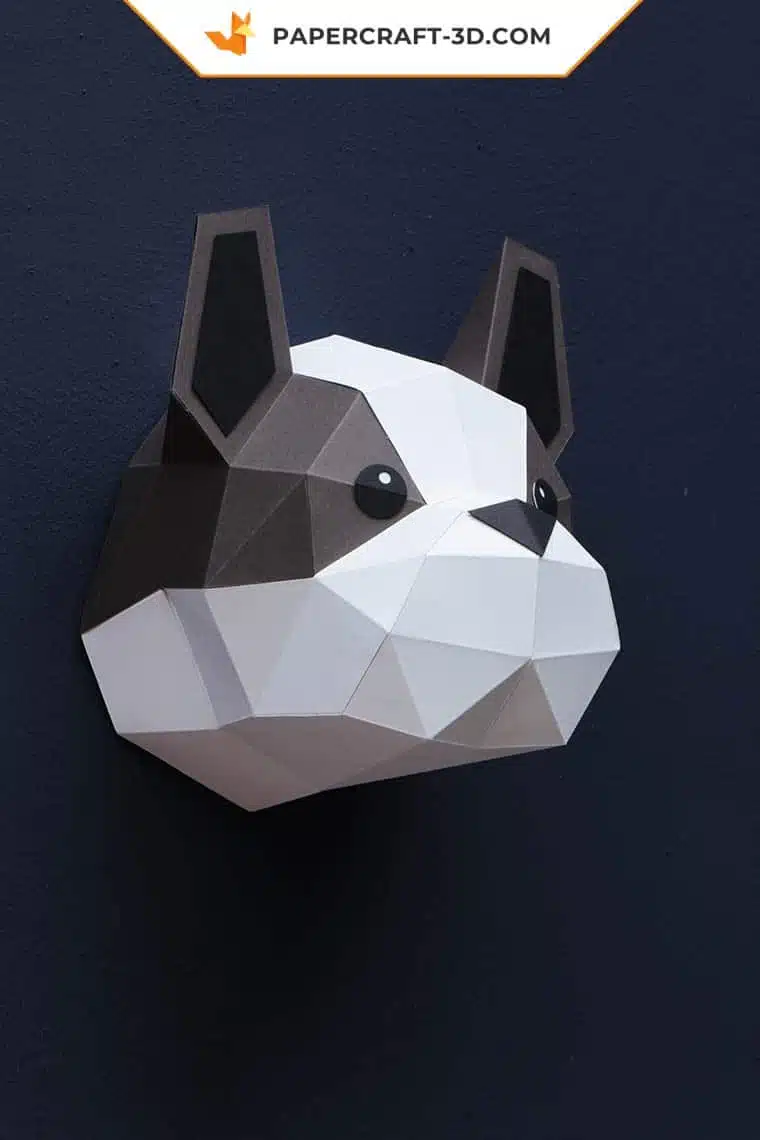 Papercraft-Hund Bulldogge als 3D-Origami