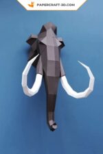Papercraft tête de mammouth murale en origami 3D