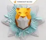 Papercraft cabeza de tigre naranja y blanca en origami