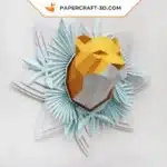 Papercraft cabeza de tigre naranja y blanca en origami