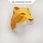 Papercraft cabeza de tigre naranja y blanca en origami