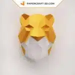 Papercraft cabeza de tigre naranja y blanca en origami