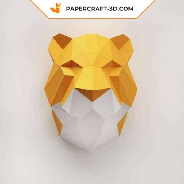 Papercraft tiger head in origami 3D