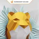 Papercraft cabeza de tigre naranja y blanca en origami