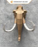 Papercraft tête de mammouth murale en origami 3D