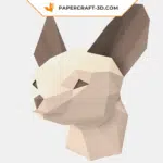 Papercraft fennec head wall origami 3D