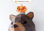 Papercraft vom Grizzlybär im 3D-Origami