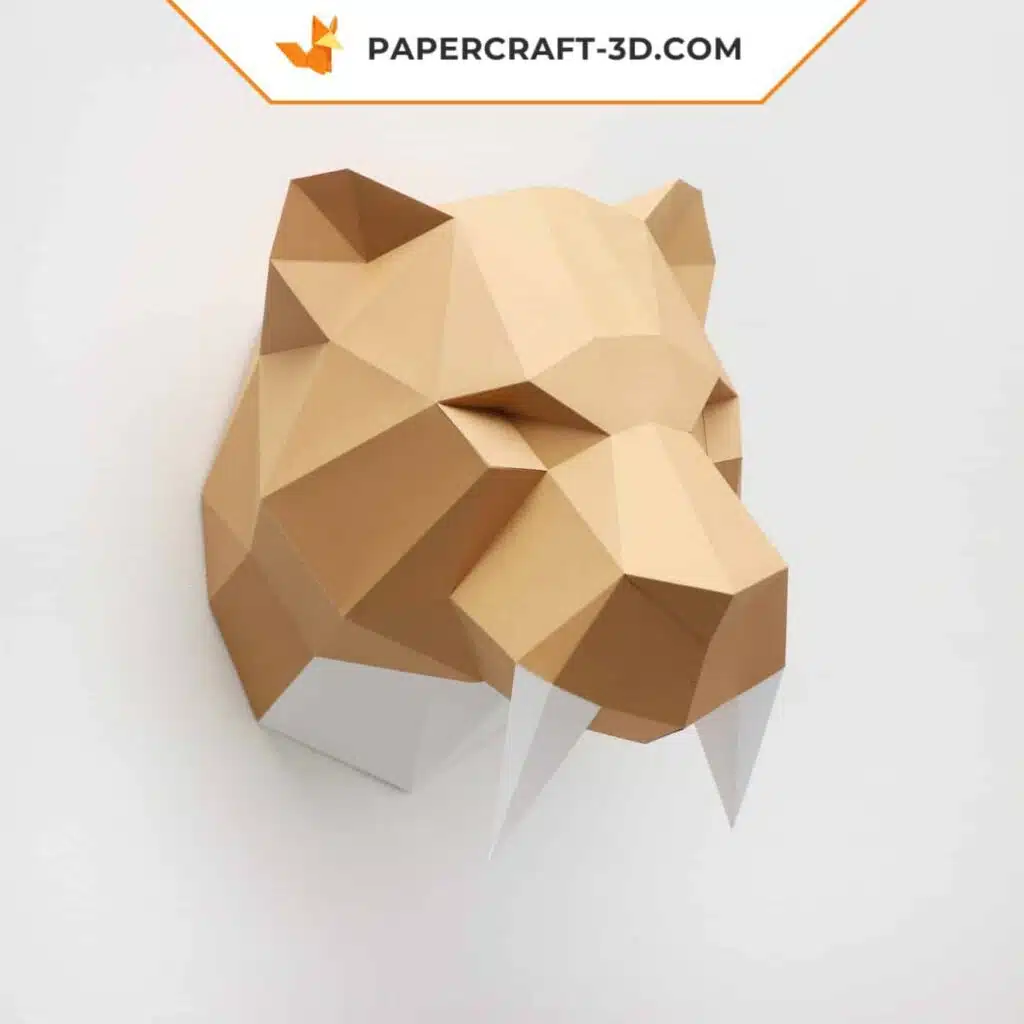 Papercraft tête de sabre préhistorique en origami 3D