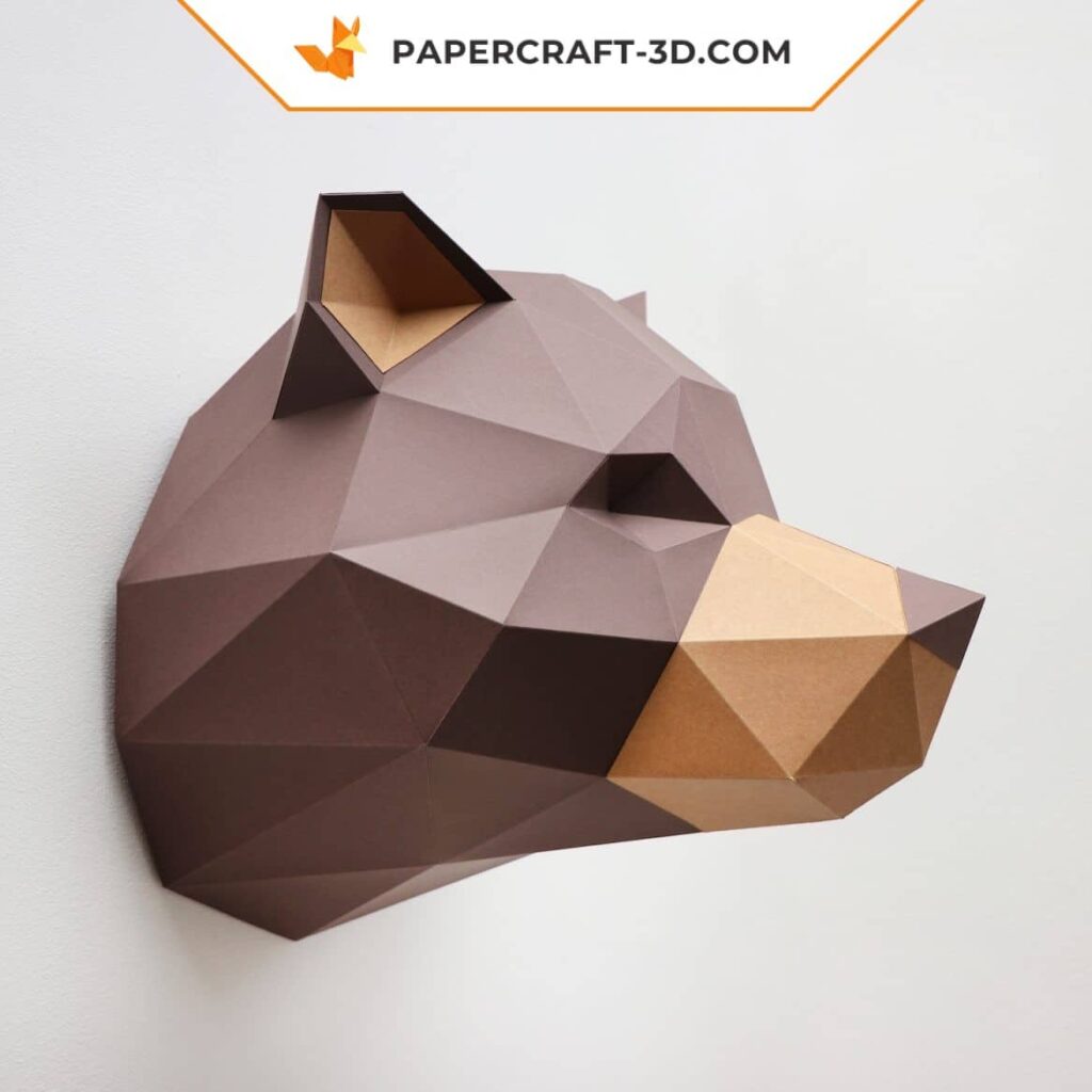 Papercraft mammoth head in 3D origami
