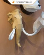 Papercraft tête de mammouth murale en origami 3D
