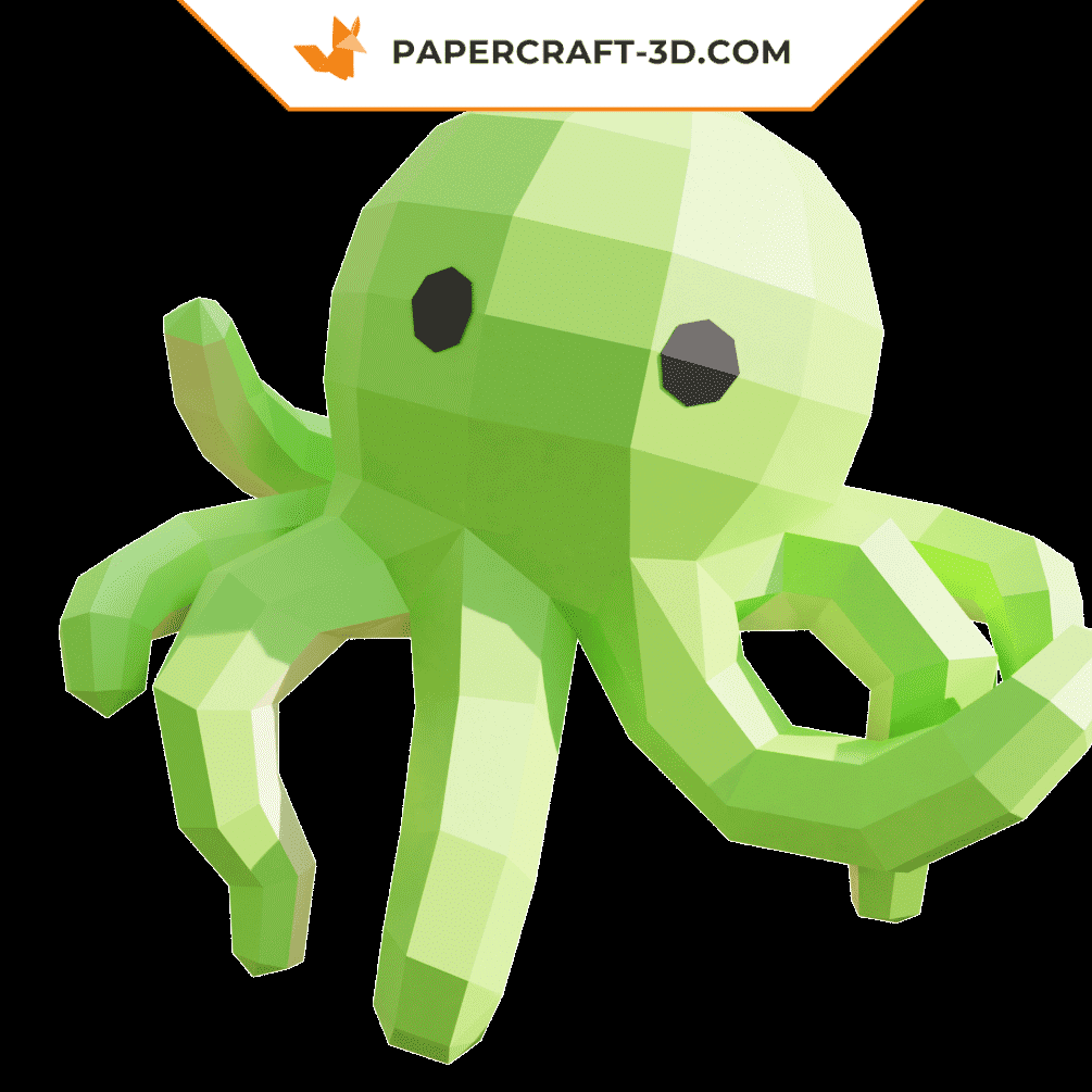 Papercraft baby octopus in 3D origami