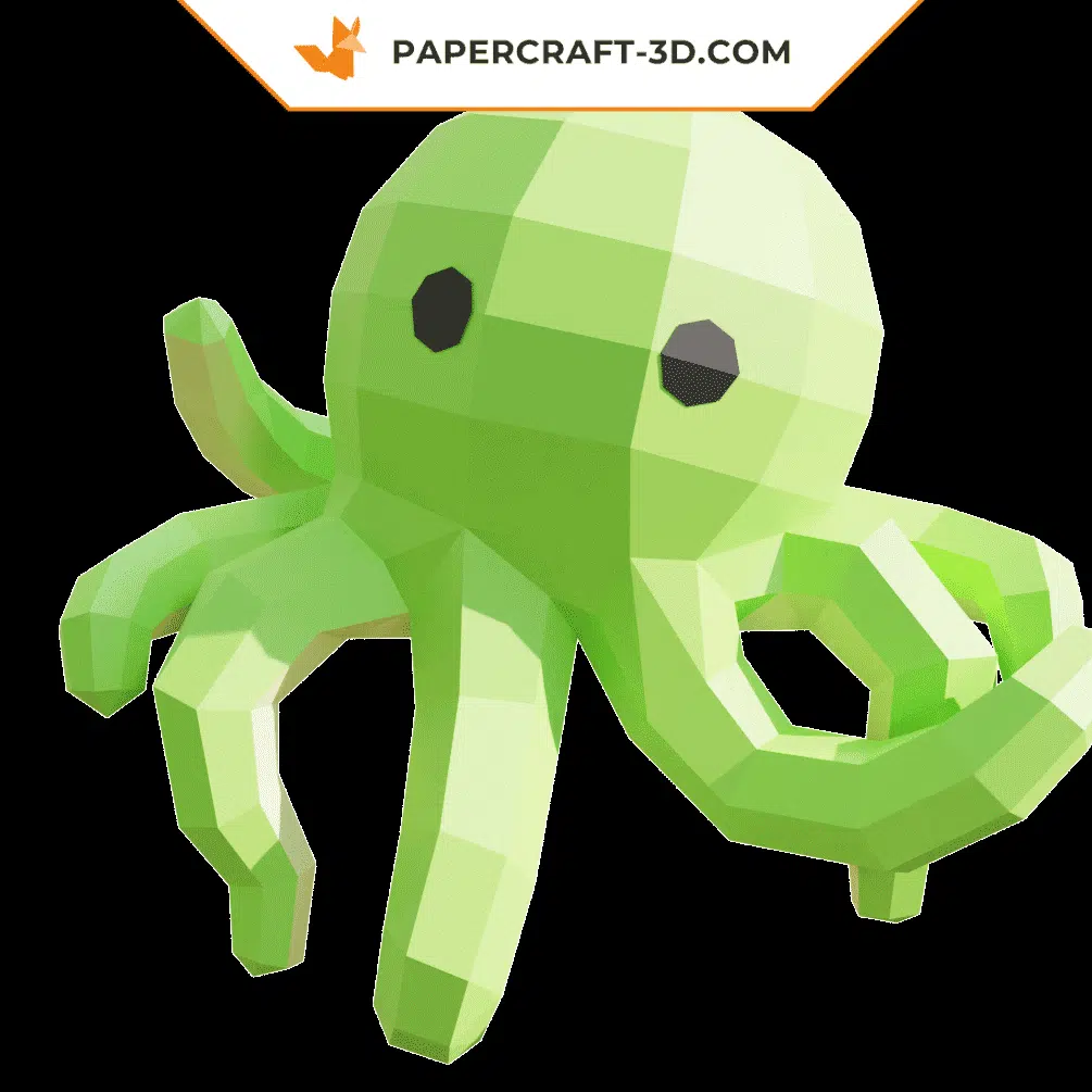 Papercraft de bebé pulpo en origami 3D