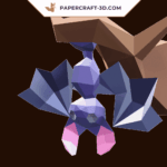 Papercraft di pipistrello appeso in origami 3D