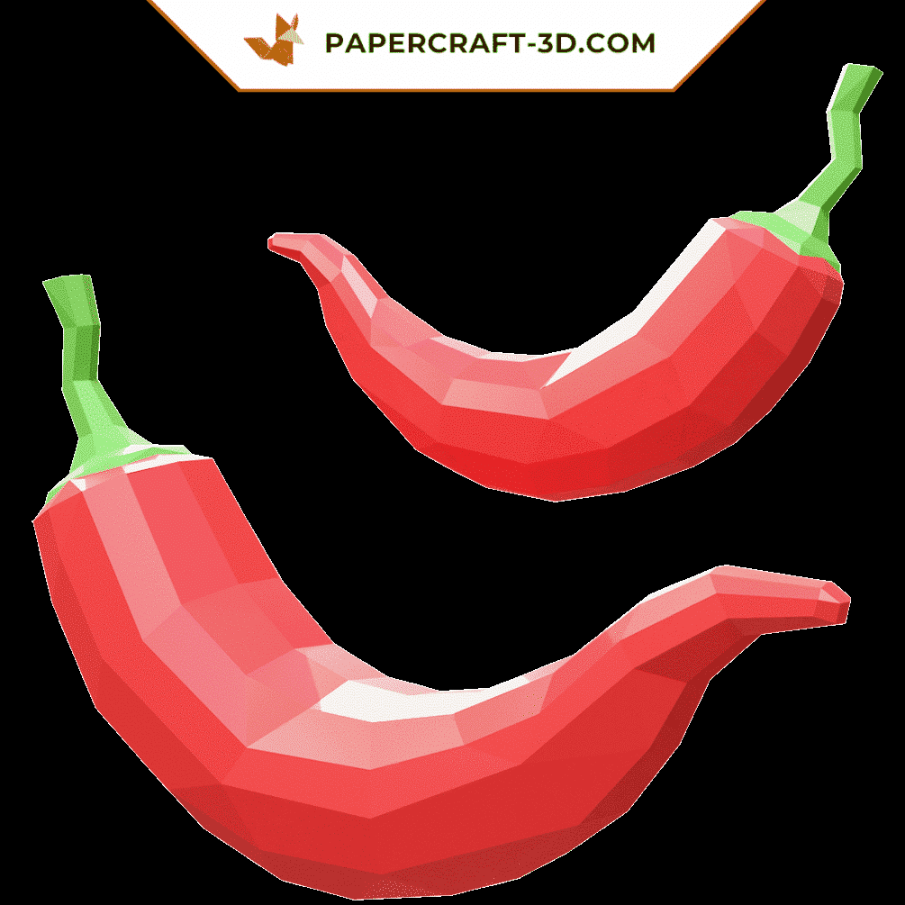 Papercraft chili pepper in origami