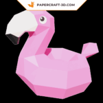 Papercraft bouée flamant rose en origami 3D