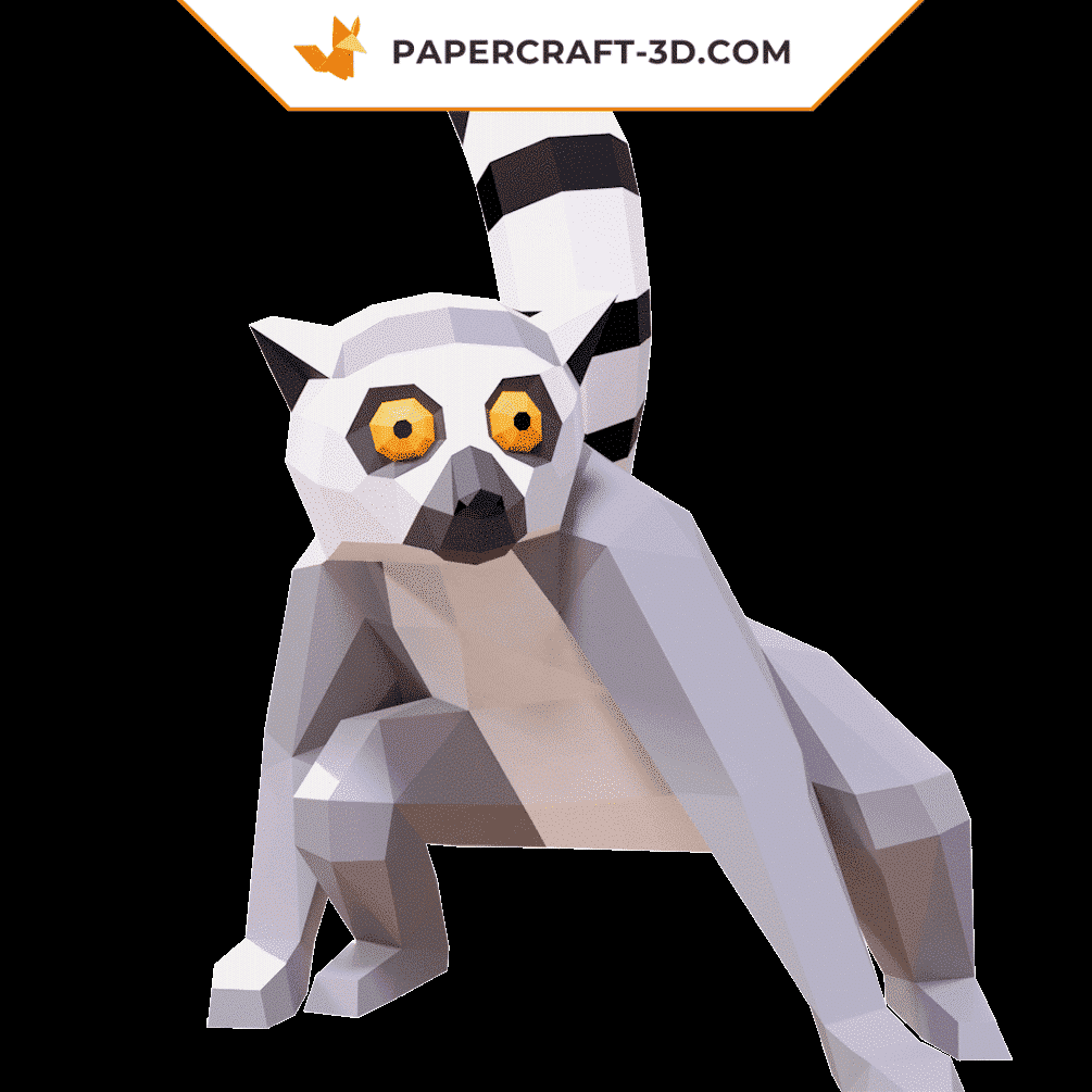Papercraft lemur in 3D origami