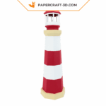 Papercraft lighthouse in 3D origami