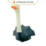 Papercraft di struzzo in origami 3D, modello 3D, vista 2