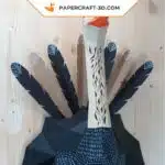 Papercraft di struzzo in origami 3D, dettaglio, vista 2