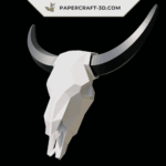 Papercraft de crâne de bison en origami 3D