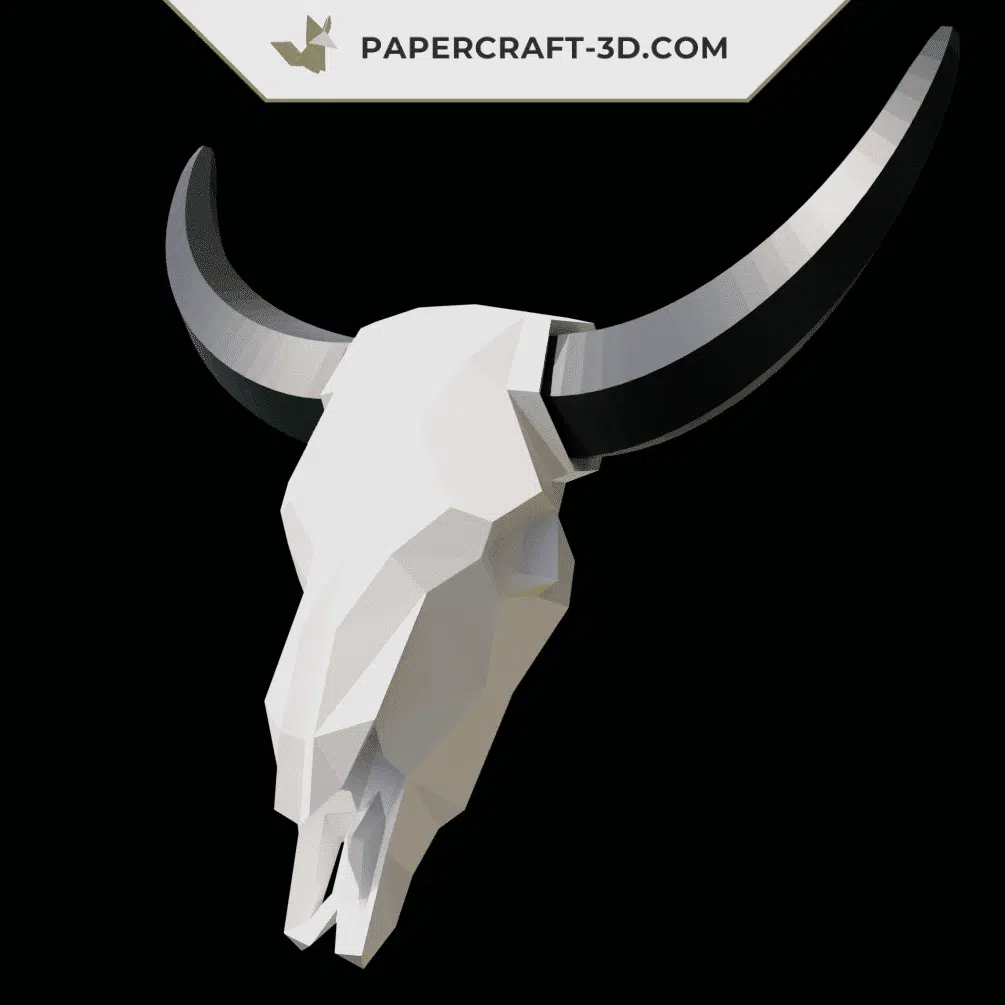 Papercraft di teschio di bisonte in origami 3D