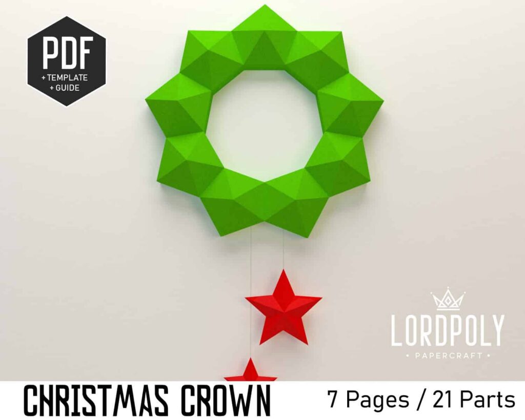 Papercraft corona de Navidad en origami