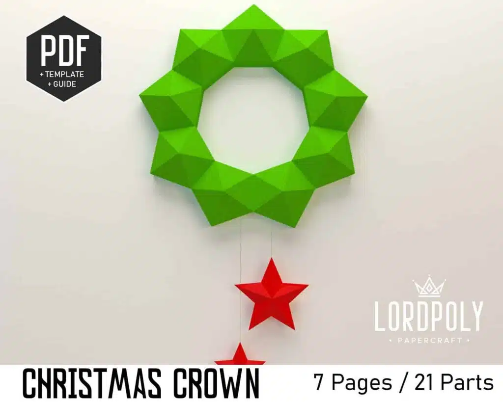 Papercraft ghirlanda di Natale con stelle rosse in origami