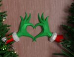 Papercraft grinch heart hands for Christmas