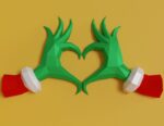 Papercraft grinch heart hands for Christmas