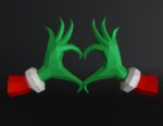 Papercraft grinch heart hands for Christmas