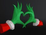 Papercraft grinch heart hands for Christmas