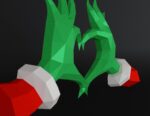 Papercraft grinch heart hands for Christmas