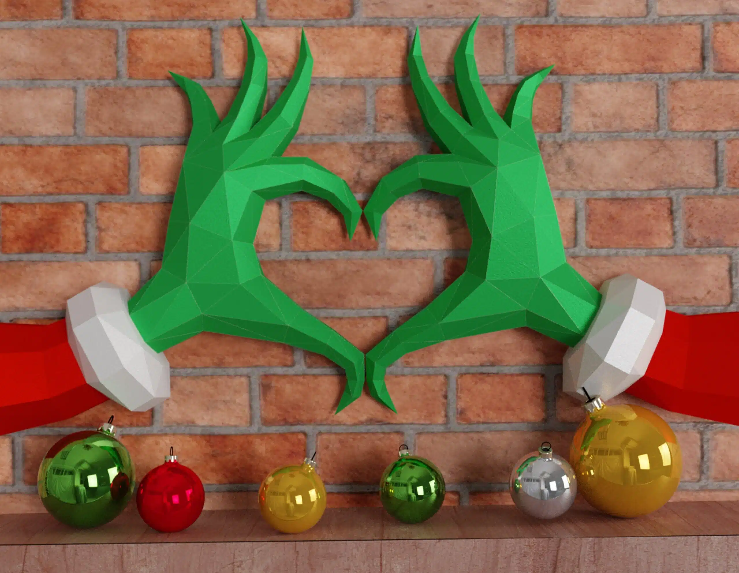 Papercraft grinch heart hands for Christmas Papercraft grinch heart hands for Christmas