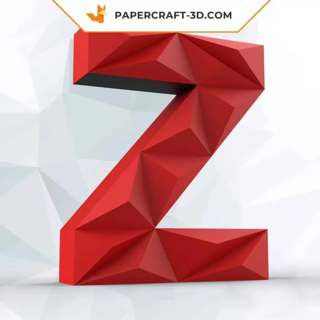 Papercraft Buchstabe Z als 3D-Origami