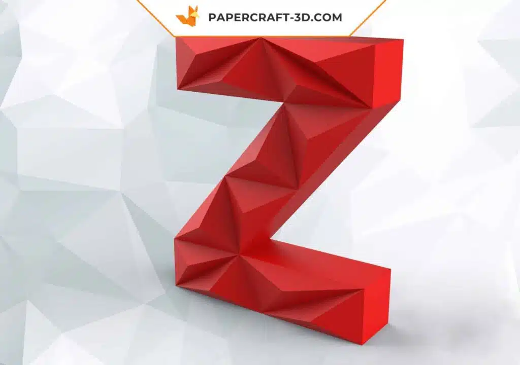 3D Origami Papercraft Letter Z, detail