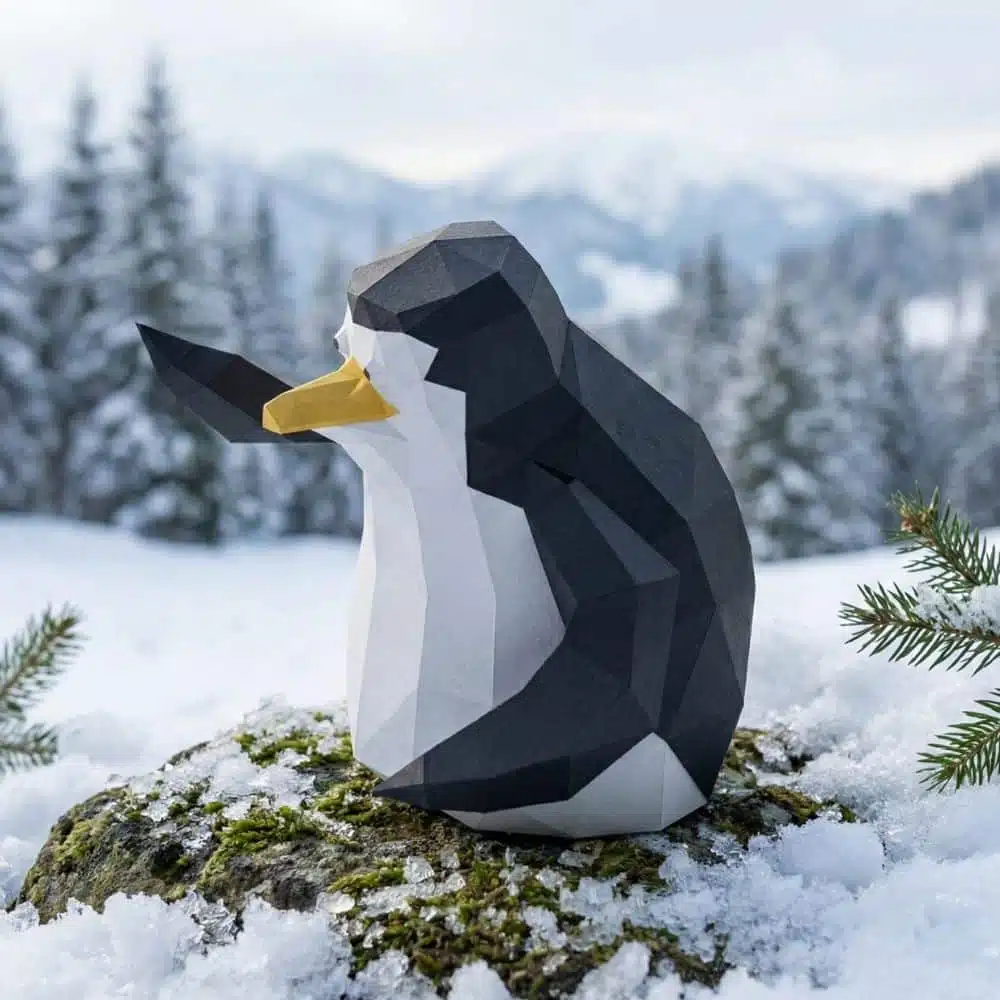 Papercraft pingouins du film Madagascar en origami 3D, vue 4