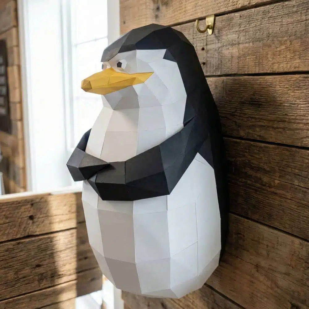 Papercraft pingouins du film Madagascar en origami 3D, vue 3
