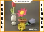 Ensemble de papercraft fleurs en origami papier 3D pour DIY