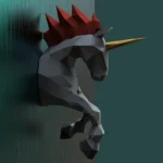 Papercraft de licorne murale en origami 3D