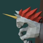 Papercraft de licorne murale en origami 3D