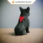 Kit de papercraft bouledogue français en origami papier 3D pour décoration et cadeaux, weergave 3