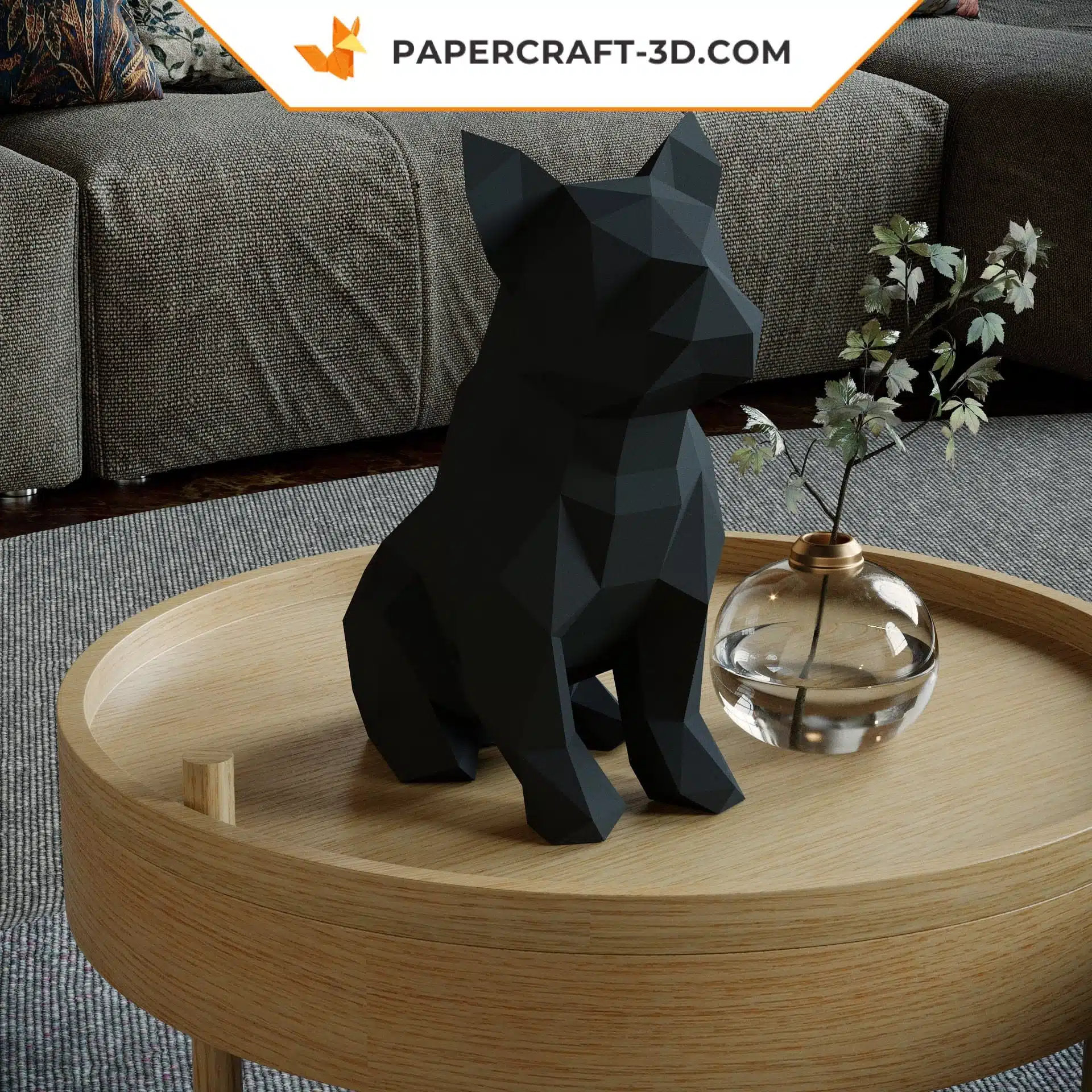 Kit de papercraft bouledogue français en origami papier 3D pour décoration et cadeaux, weergave 4