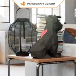Papercraft bouledogue françai noir assis en origami 3D