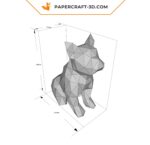 Papercraft bouledogue françai noir assis en origami 3D